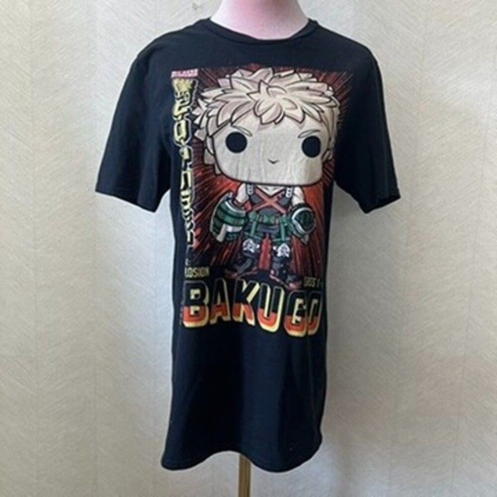 Pop Short Sleeve My Hero Academia Black Bakugo Anime Graphic T-Shirt Mens Size S